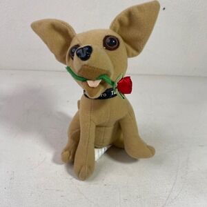 Vintage Yo Quiero Taco Bell Chihuahua Plush Dog with Rose 1990 Collectible Toy